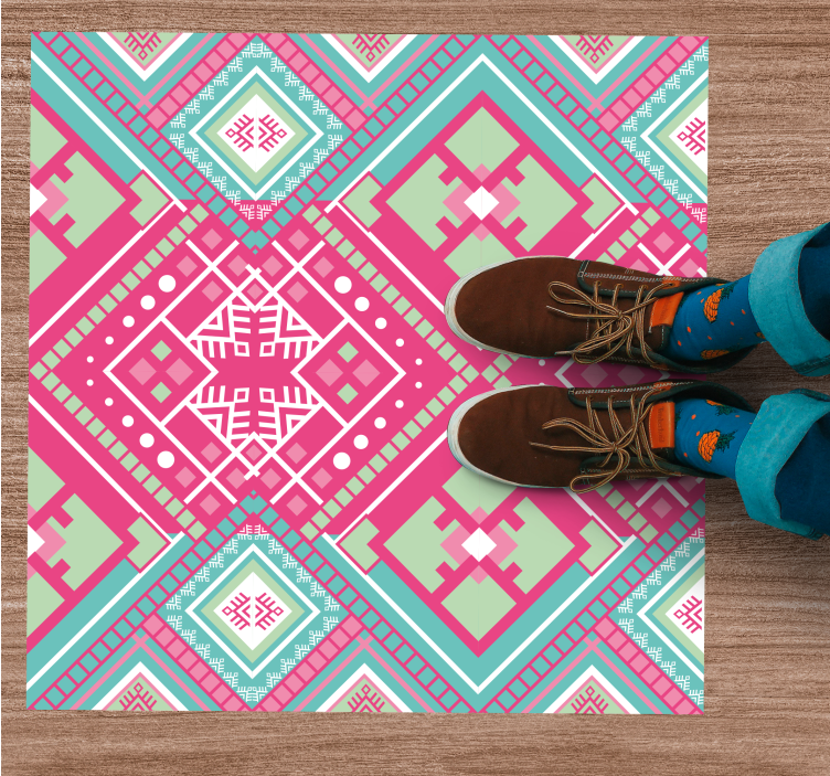 Pink tribal motif ethnic rug - TenStickers