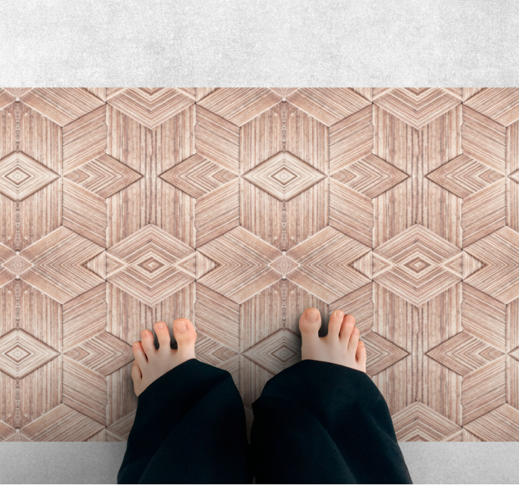 Geometric Pattern wood effect rug - TenStickers