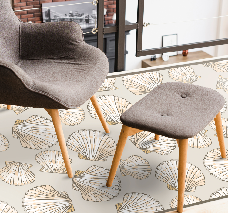 Gilded Seashells floral rug - TenStickers