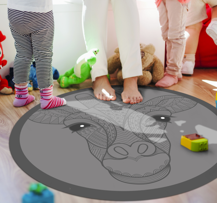 Grey giraffe design animal mat - TenStickers