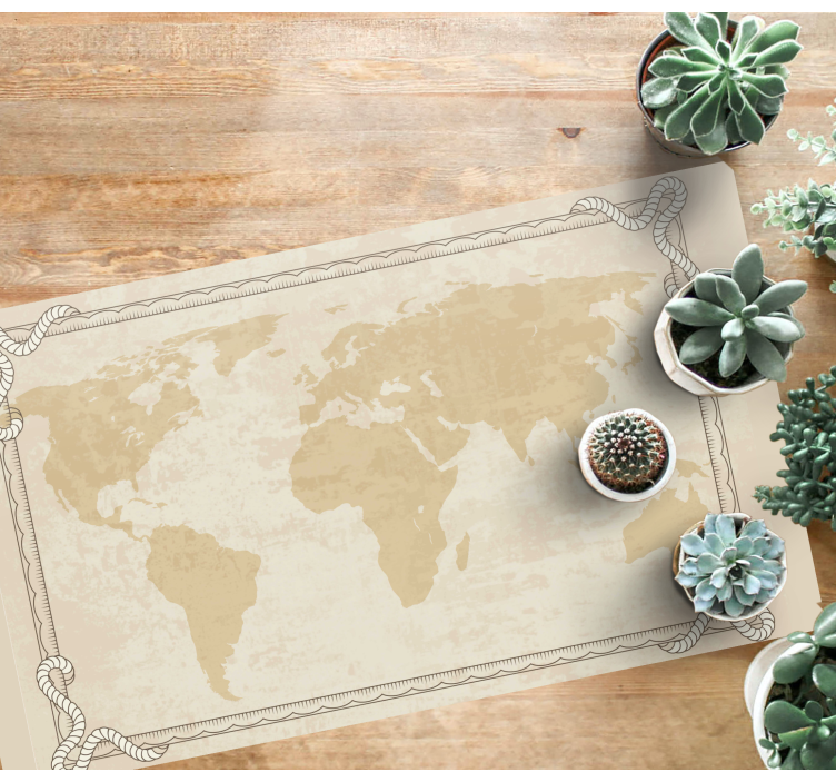 Global golden art map rug - TenStickers