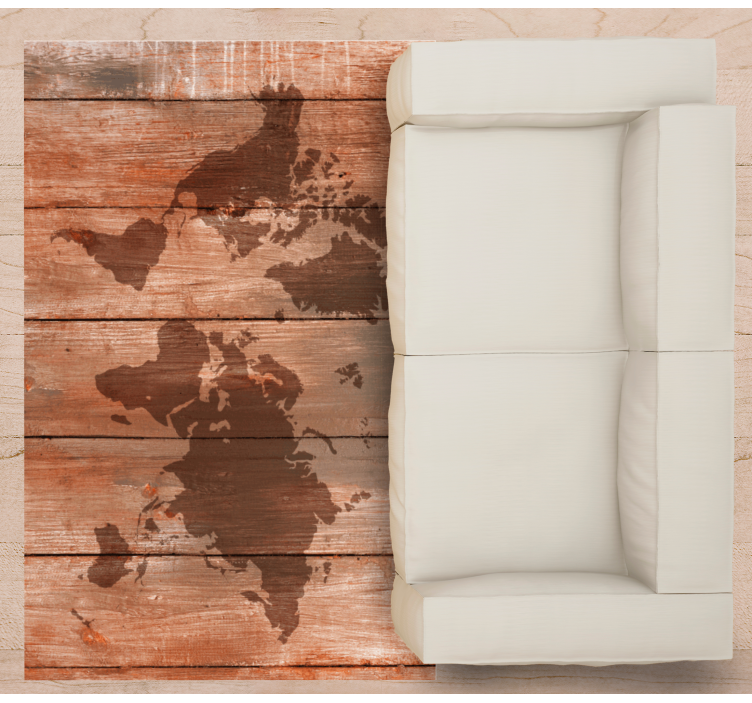 Wooden map effect map rug - TenStickers