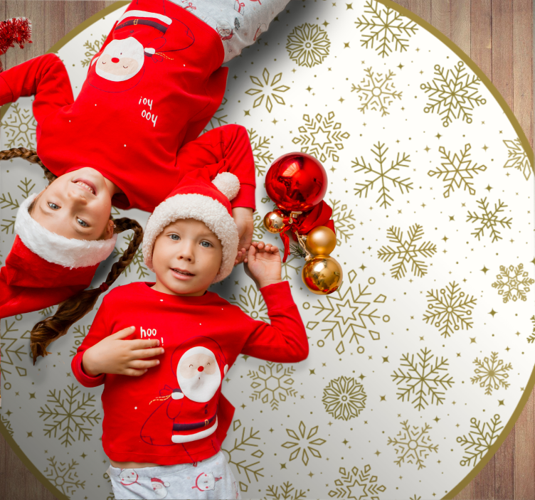 Golden snowflakes Christmas vinyl rug - TenStickers