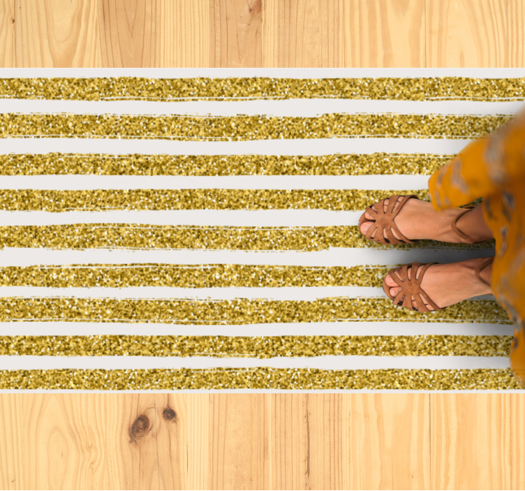 Golden Glitter stripes rug - TenStickers