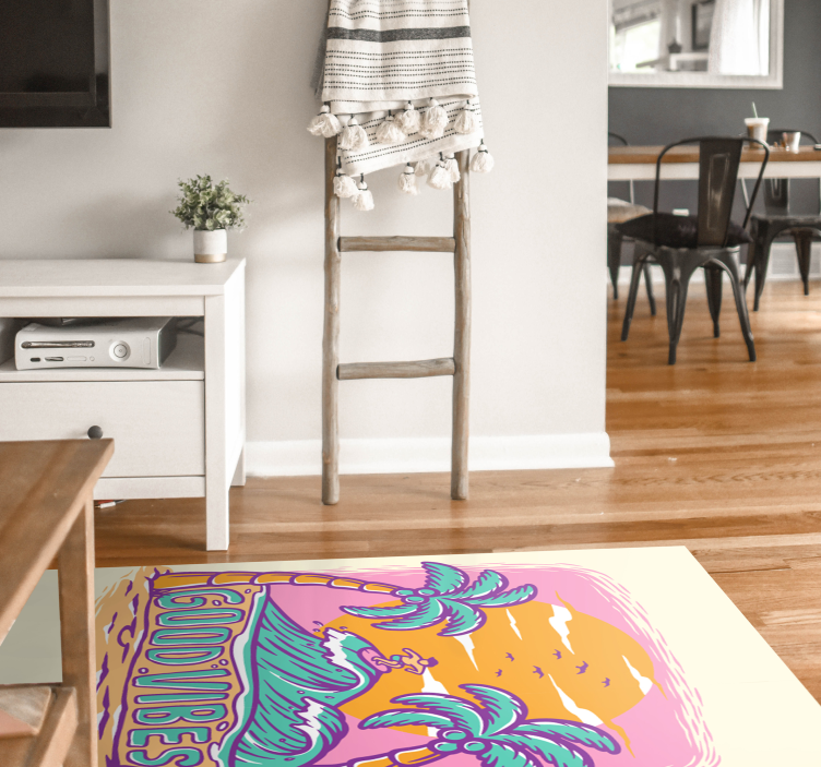 Good Vibes Surf teenage bedroom rug - TenStickers