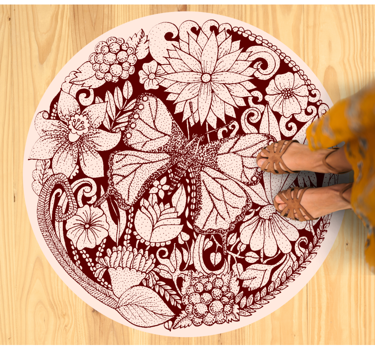Delicate wing design floral rug - TenStickers