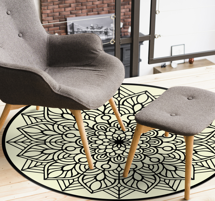 Graceful Botanical Emblem mandala rug - TenStickers