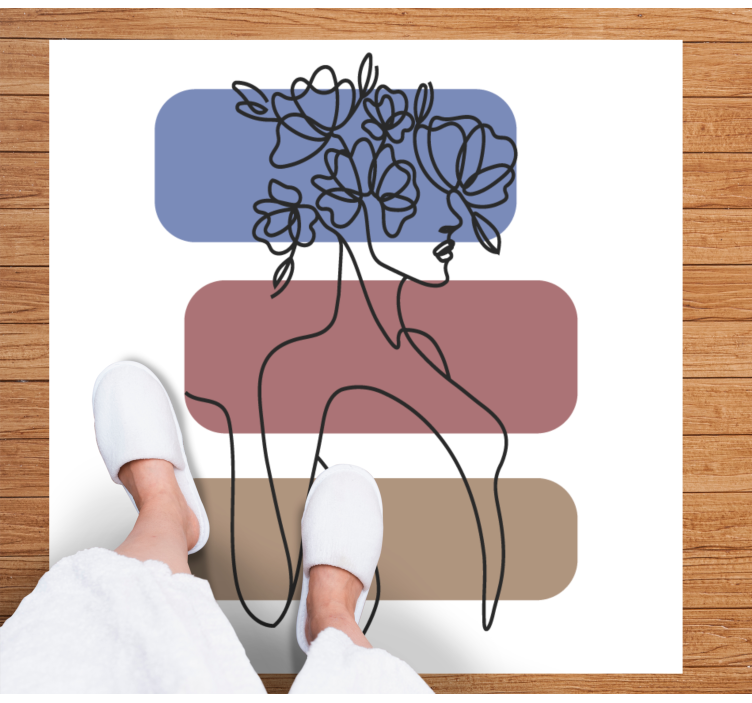 Graceful Botanical Outline minimalistic rug - TenStickers