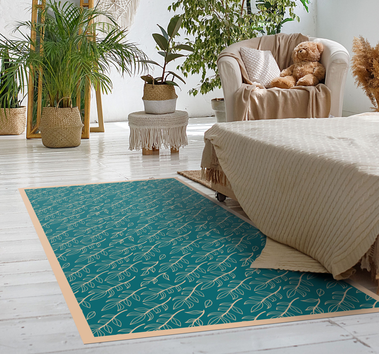 Green graceful leaves floral rug - TenStickers