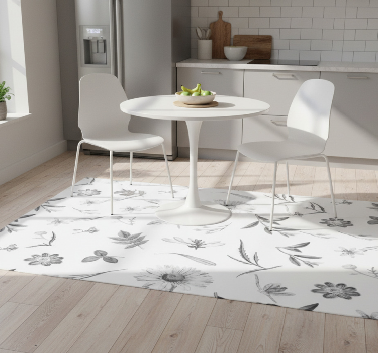 Gray spring flowers kitchen vinyl mat - TenStickers