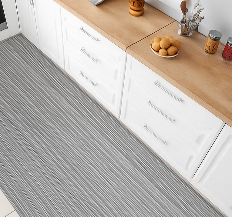 Gray thin striped  kitchen vinyl mat - TenStickers