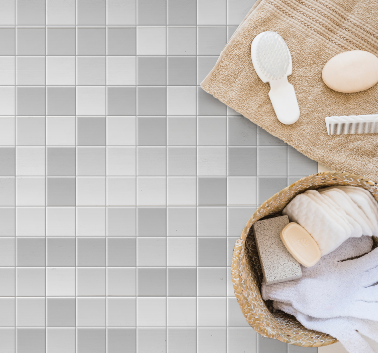 Gray tile squares tile carpet - TenStickers