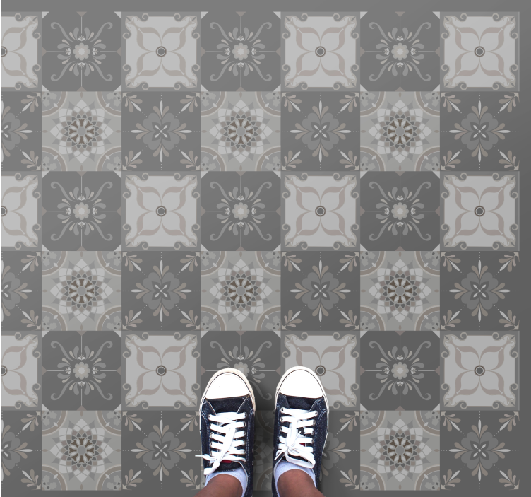 Gray vintage mosaic pattern tile carpet - TenStickers