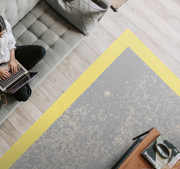 Yellow frame living room rug - TenStickers