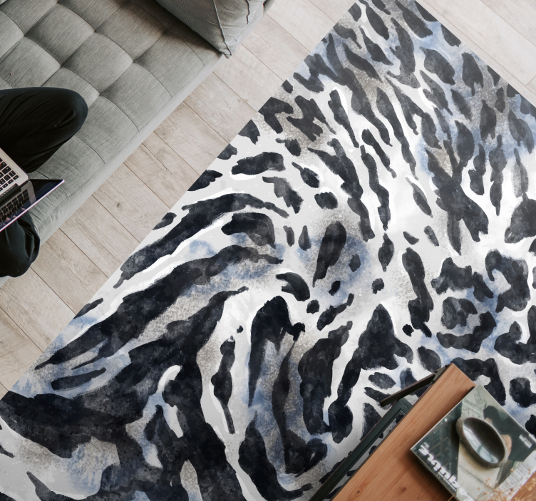 Gray zebra watercolor animal print vinyl rug - TenStickers
