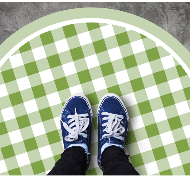 Green Checkered Motif circular rug - TenStickers