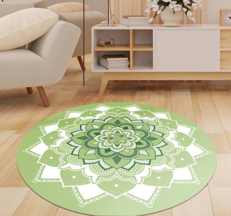 Green  floral mandala vinyl rug - TenStickers