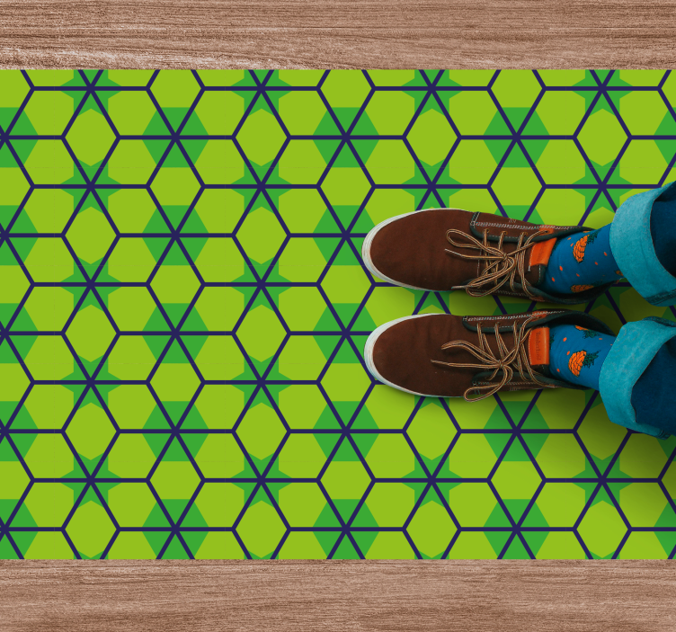 Green hexagonal pattern geometric rug - TenStickers