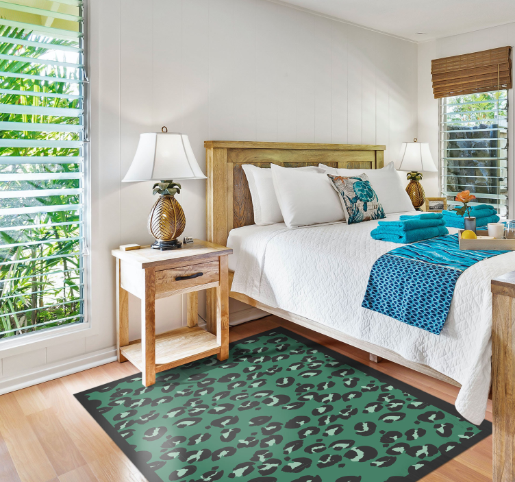 Green Leopard Pattern animal print rug - TenStickers