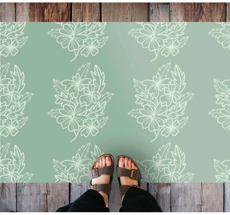 Green minimalist nice flower kitchen floor mat - TenStickers