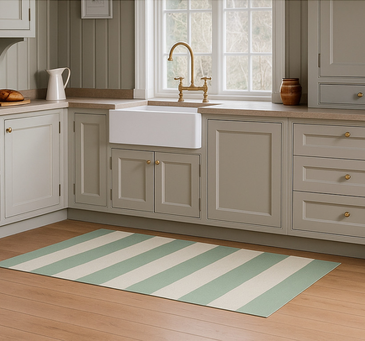 Green striped motif kitchen vinyl mat - TenStickers