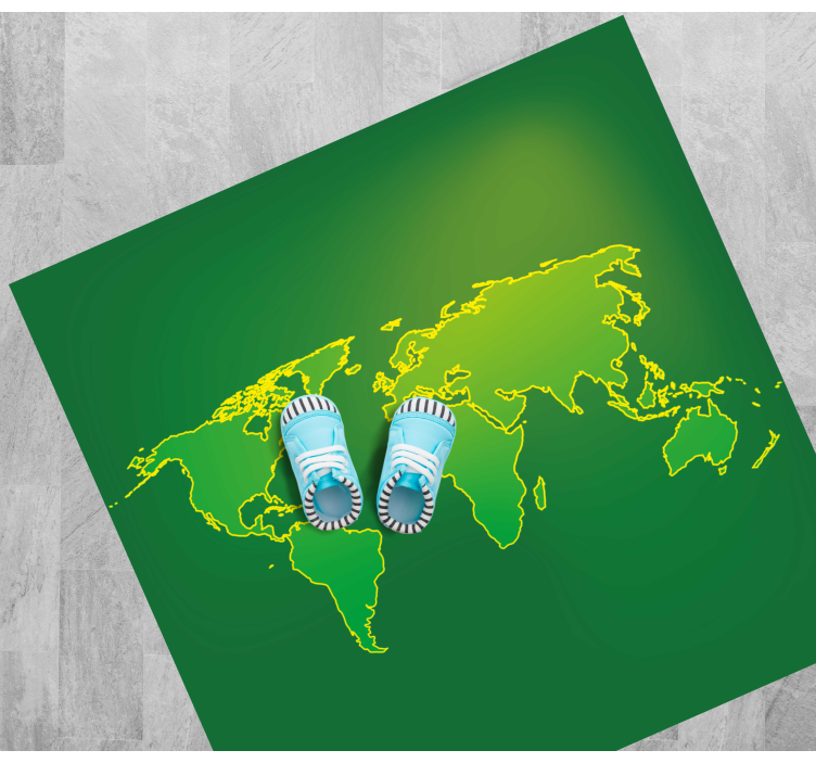 Green World Outline map rug - TenStickers