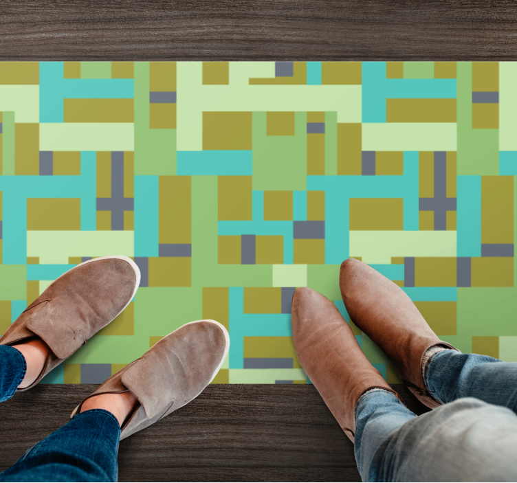 Gren colour segments geometric rug - TenStickers
