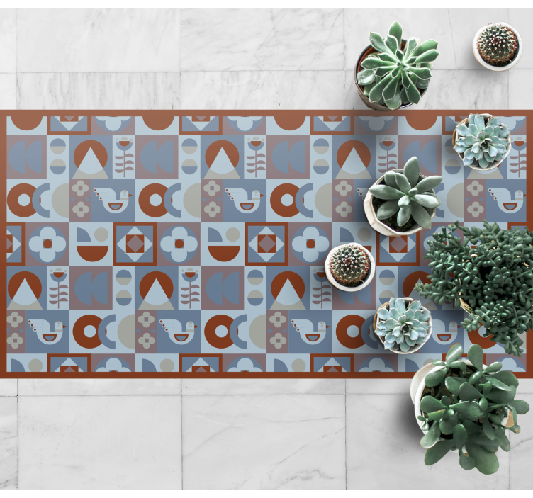 Grey and blue arrangements geometric rug - TenStickers