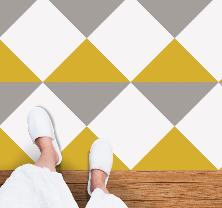 Grey and yellow diamonds geometric rug - TenStickers