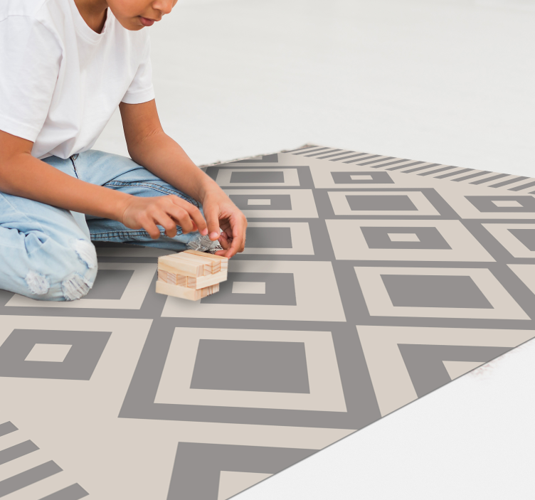 Grey elegant shapes geometric rug - TenStickers