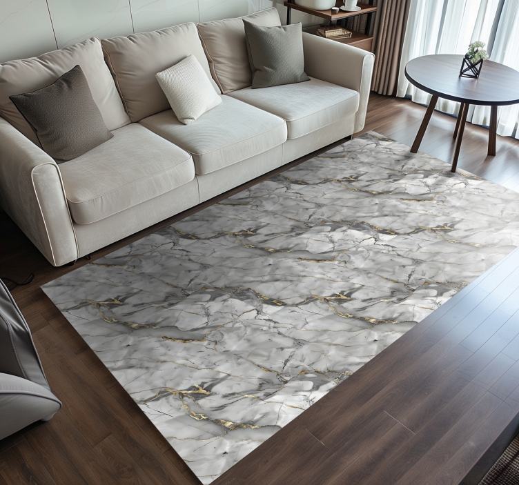 Grey and gold marble vinyl rug - TenStickers
