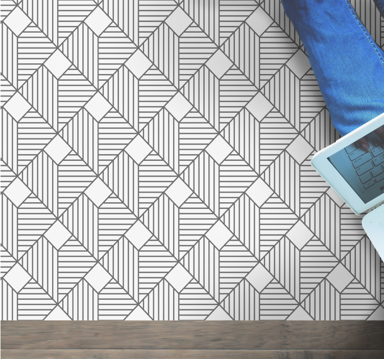 Grey patterned style geometric rug - TenStickers