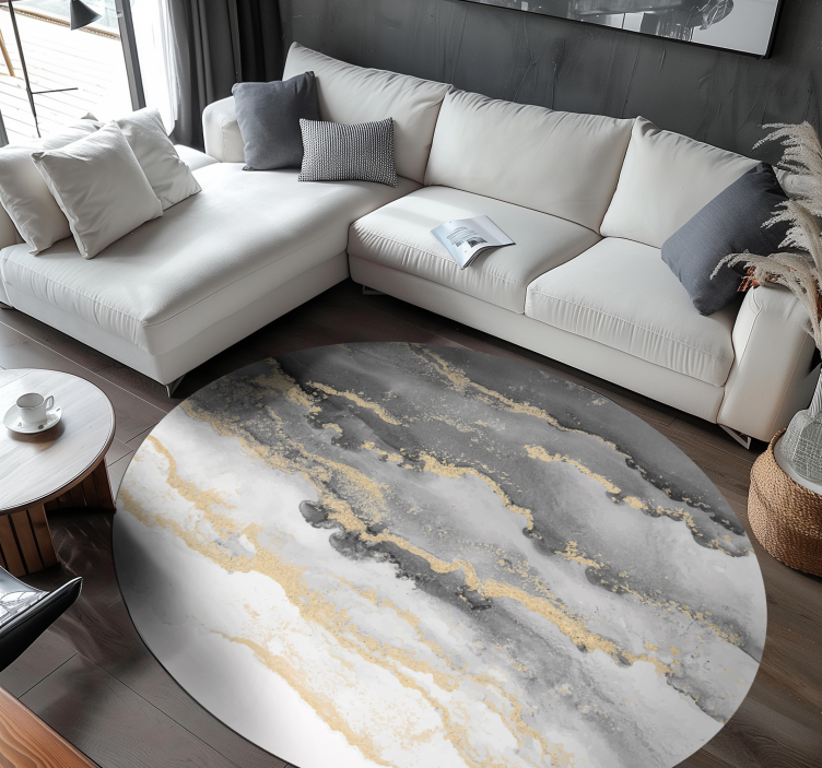 Grey with golden details marble rug - TenStickers