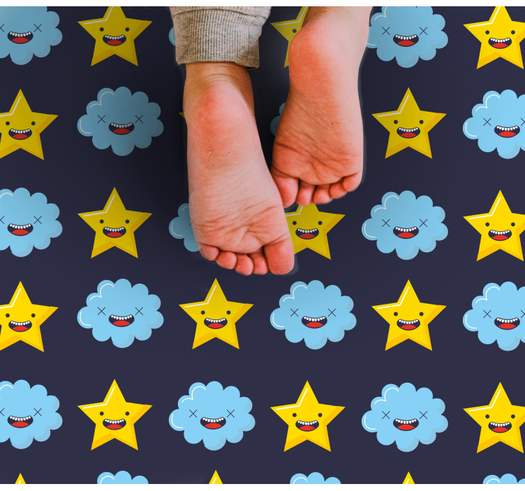 Grinning Celestial Clouds star rug - TenStickers
