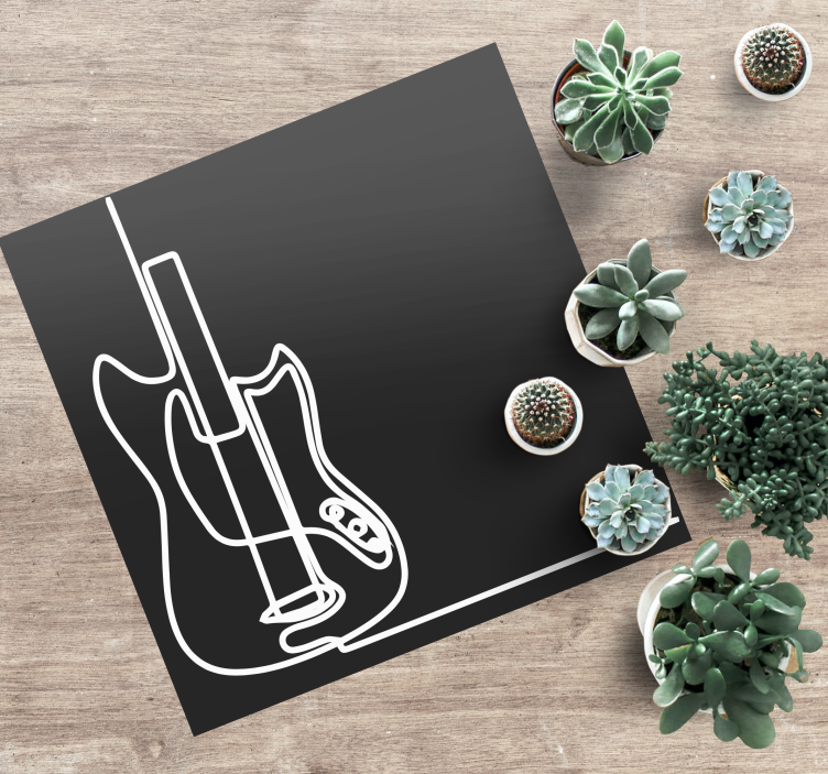 Guitar Outline Art teenage bedroom rug - TenStickers