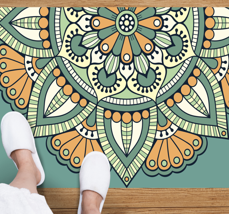 Half floral motif mandala rug - TenStickers