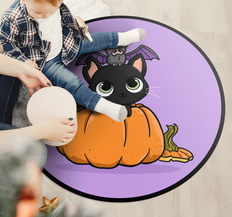 Halloween rugs featuring spooky bat cats - TenStickers