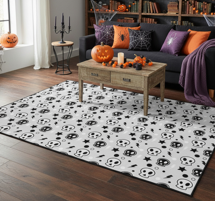 Halloween rugs with grey and white skulls - TenStickers