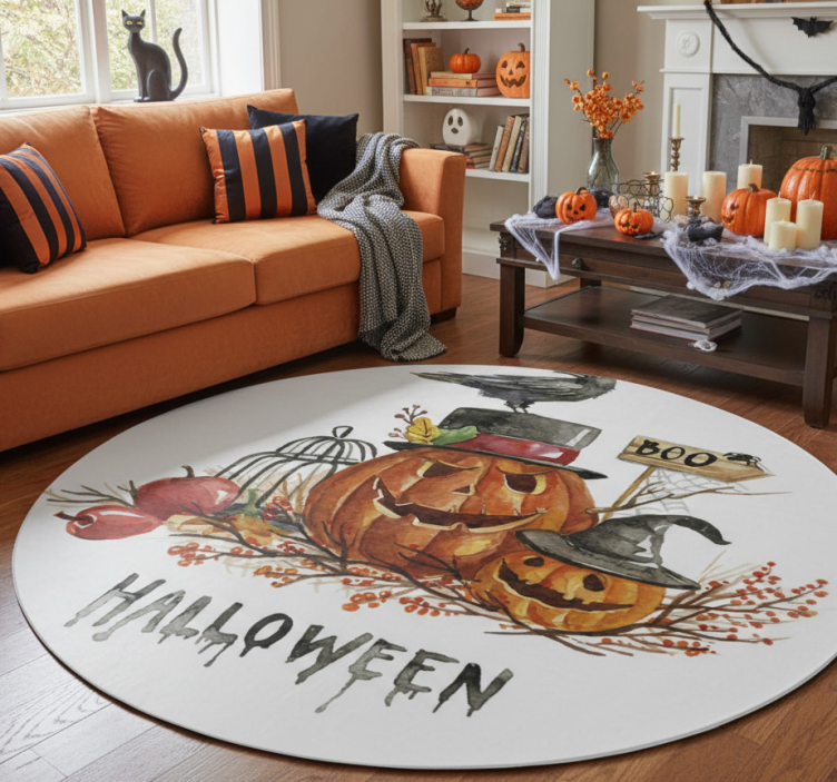 Halloween rugs featuring frightful pumpkins - TenStickers