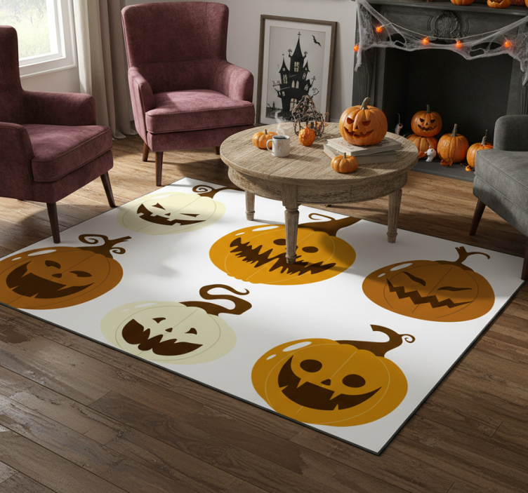 Halloween rugs spooky pumpkin face set - TenStickers
