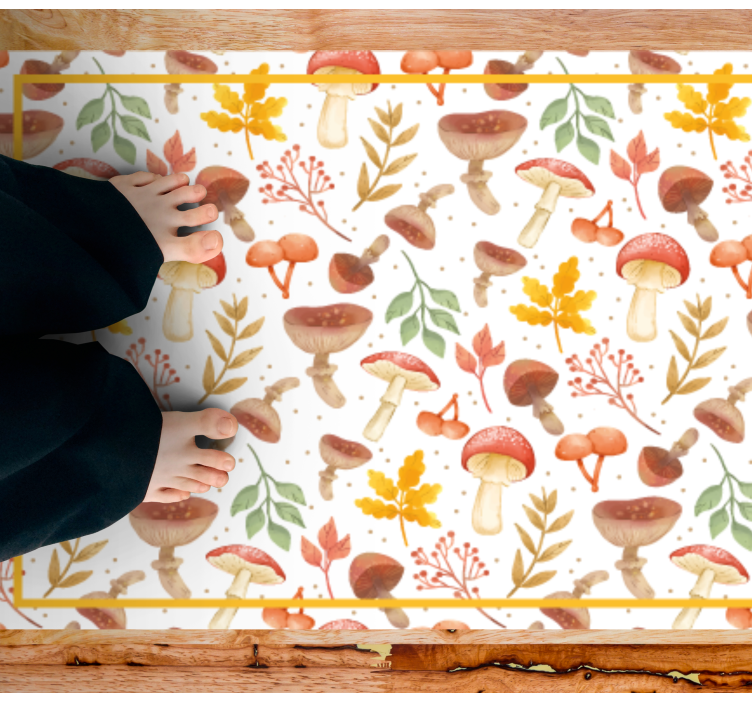 Hand painted mushroom kitchen floor tiles - TenStickers