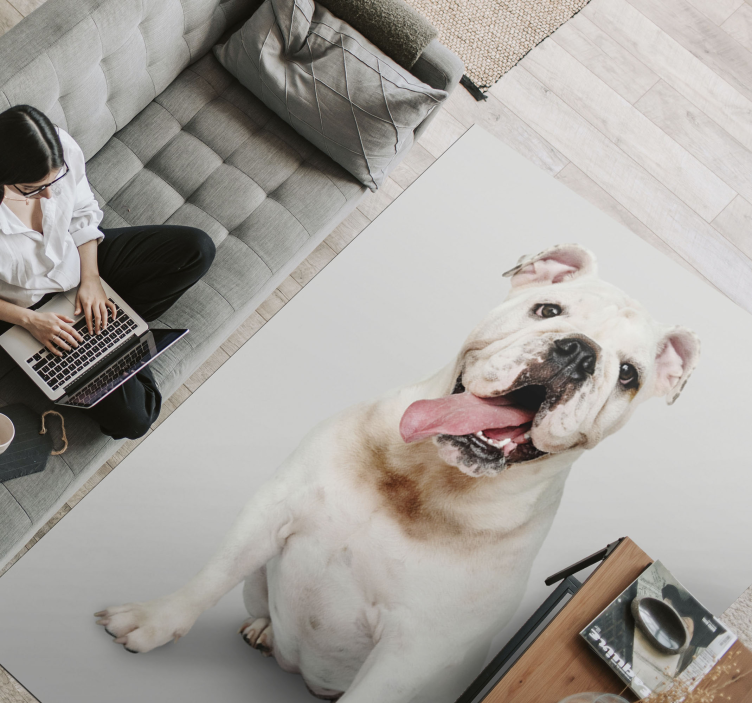 Happy Bulldog Portrait animal print rug - TenStickers
