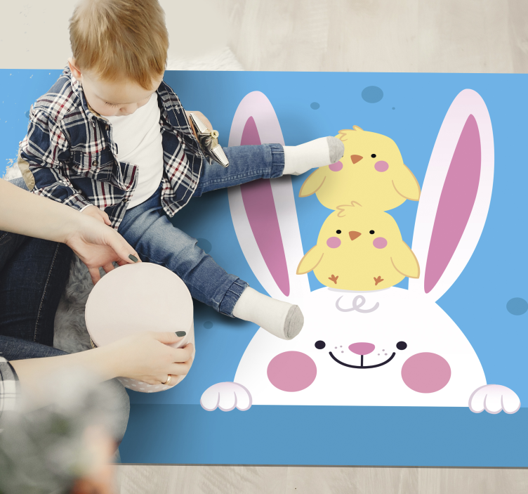 Happy bunny with chicks kids carpet - TenStickers