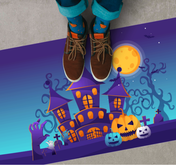 Haunted Castle Scene halloween rugs - TenStickers