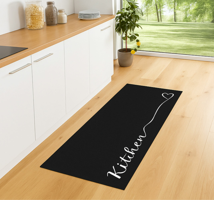 Heart cursive letter kitchen vinyl mat - TenStickers