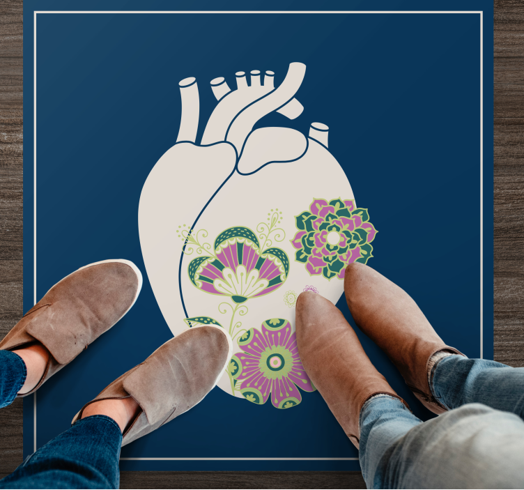 Heart Floral Pattern nordic rug - TenStickers