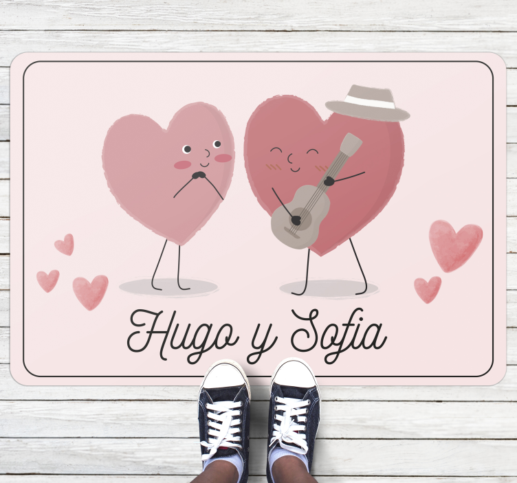 Duo hearts with name bedroom carpet - TenStickers