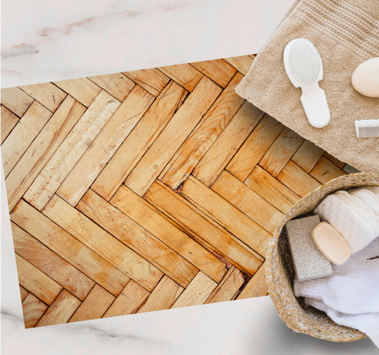 Herringbone Pattern wood effect rug - TenStickers