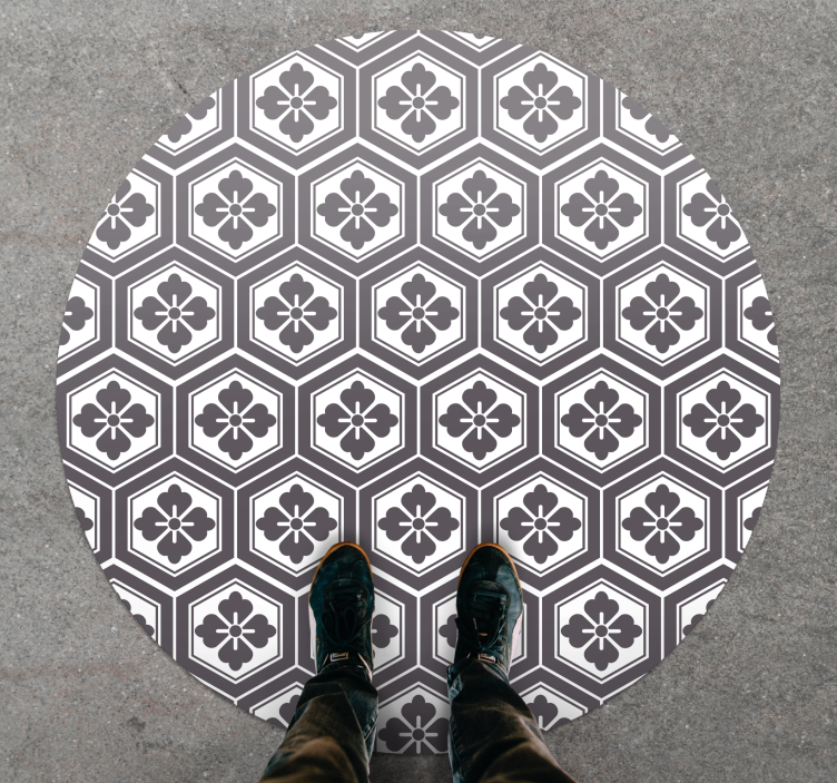 Circular rug with hexagonal floral design - TenStickers