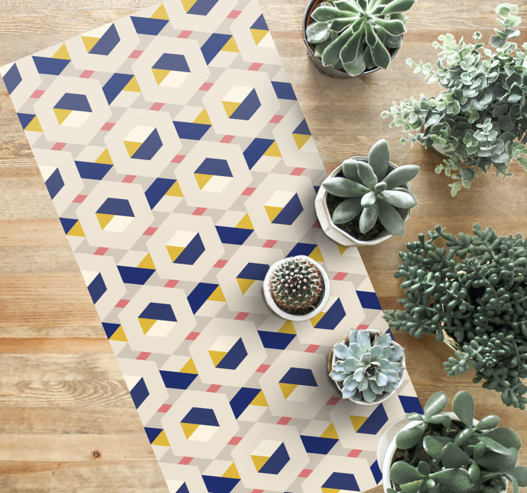 Hexagonal geometric motif modern rug - TenStickers